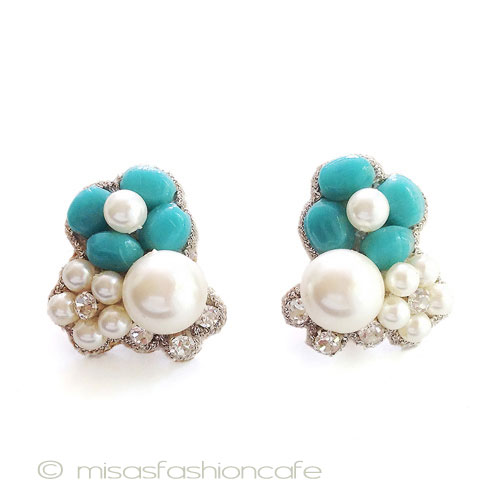 ガラス＆パールの花ブーケ ピアス・イヤリング再販 - ウインドウを閉じる