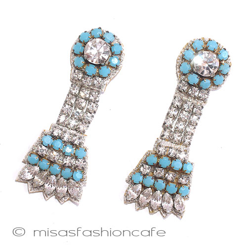 （画像用） ラインストーン刺繍フリンジ イヤリングまたはピアス