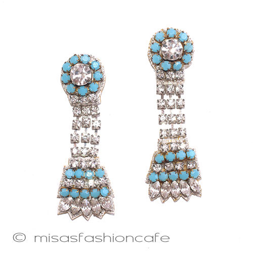 （画像用） ラインストーン刺繍フリンジ イヤリングまたはピアス