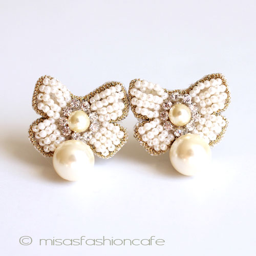 （画像用） ＳＰＡＲＫＬ　パール　りぼん イヤリングまたはピアス