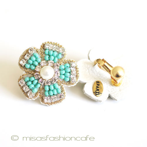 （画像用） ＳＰＡＲＫＬ　イヤリング ターコイズ・フラワー