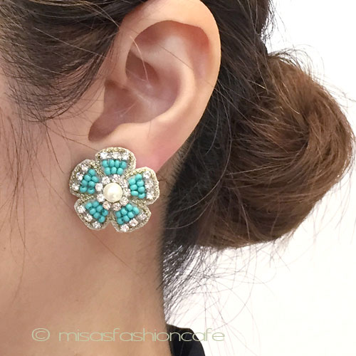 （画像用） ＳＰＡＲＫＬ　イヤリング ターコイズ・フラワー