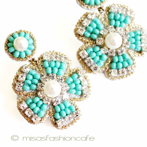 ＳＰＡＲＫＬ　ピアス ターコイズ花ドロップ - ウインドウを閉じる