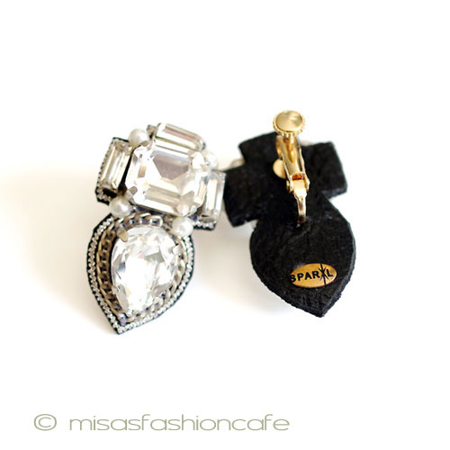 （画像用） パール＆クリスタル・チェーン イヤリングまたはピアス