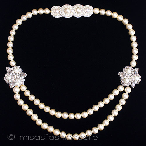 （画像用） ブライダル　ネックレス パール花ハーフ２連再販！