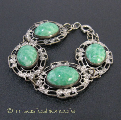 （画像用） アンティーク グラス チェコ　ブレスレット