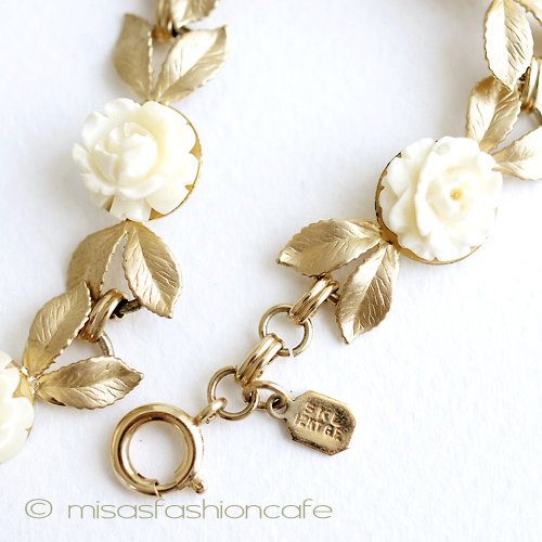 （画像用） 本象牙アイボリーローズ 希少12Kgfブレスレット