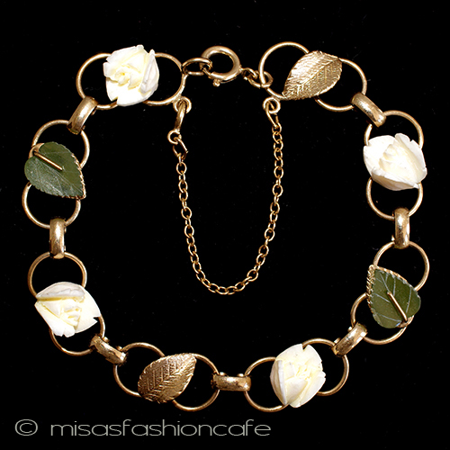 （画像用） 本象牙・ヒスイ　14K　 ローズ　ブレスレット