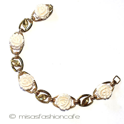 （画像用） 本象牙ローズ　14Kgf Krementz　ブレスレット