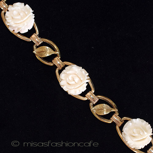 （画像用） 本象牙ローズ　14Kgf Krementz　ブレスレット