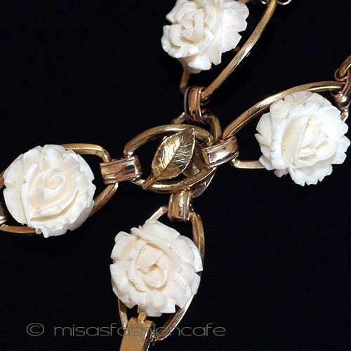 （画像用） 本象牙ローズ　14Kgf Krementz　ブレスレット