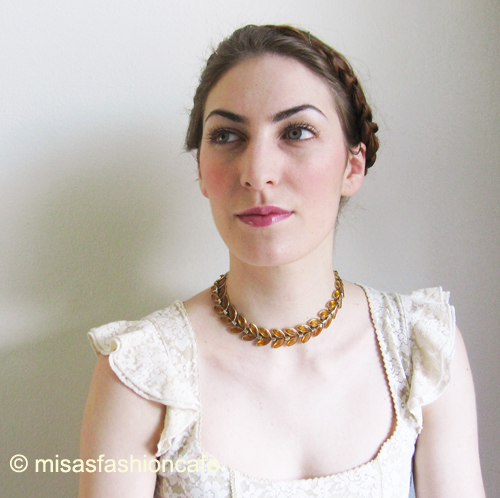 （画像用） Trifari　トリファリ 希少ガラス葉ネックレス