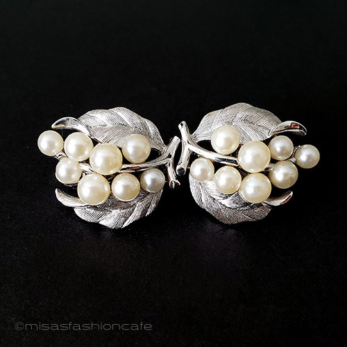 （画像用） Trifari　 トリファリ パールのベリー＆銀葉