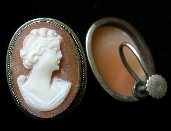 （画像用） シェルカメオ銀製イヤリング