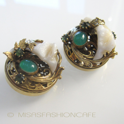 （画像用） アールヌーヴォーイヤリング マザーオブパール天然石