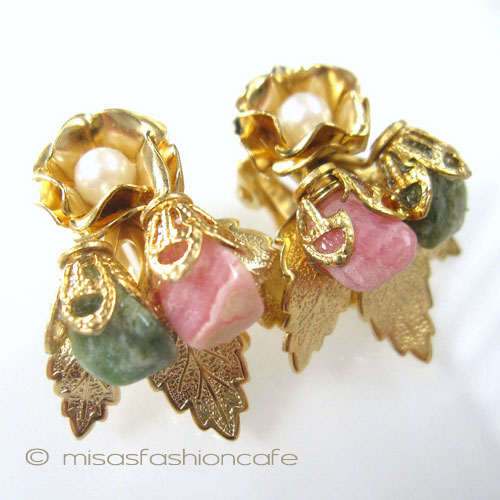 （画像用） Kramer　イヤリング 　本真珠・天然石の花