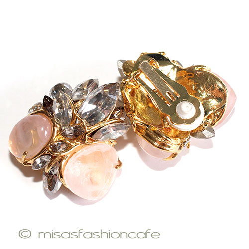 （画像用） 天然石　ローズクオーツ クリスタル　イヤリング