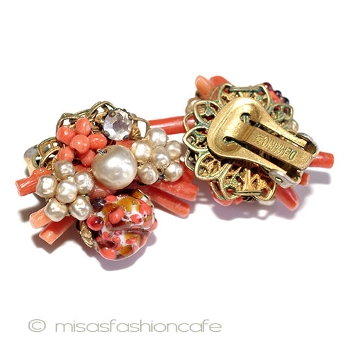 （画像用） DeMario NY　イヤリング 珊瑚バロックパール