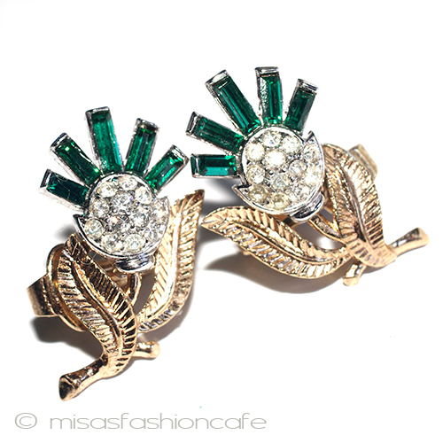 （画像用） Ｔｒｉｆａｒｉ　 トリファリ エメラルド　花イヤリング