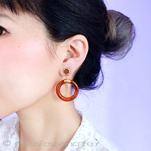 （画像用） Trifari　トリファリ べっ甲フープイヤリング