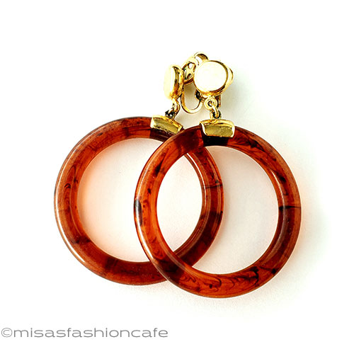 （画像用） Trifari　 トリファリ べっ甲フープイヤリング