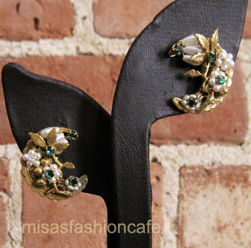 （画像用） Robert ロバート ムーン月型・花イヤリング