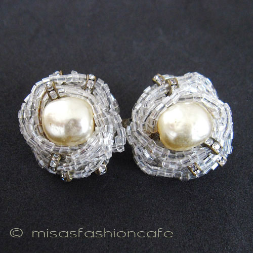 （画像用） SANDOR刻印イヤリング バロックパール＆RS