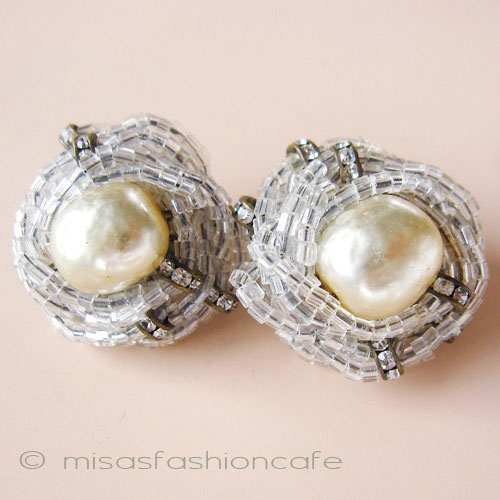 （画像用） SANDOR刻印イヤリング バロックパール＆RS