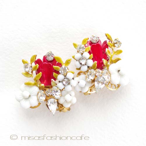 （画像用） Ｒｏｂｅｒｔ　ロバート　 ガラスの花イヤリング