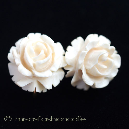 （画像用） 象牙アイボリー12Kgf ローズ　イヤリング