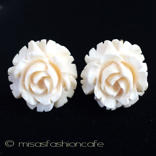 （画像用） 象牙アイボリー12Kgf ローズ　イヤリング