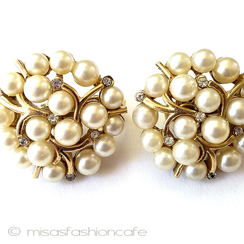 （画像用） ヴィンテージイヤリング トリファリ　パールブーケ