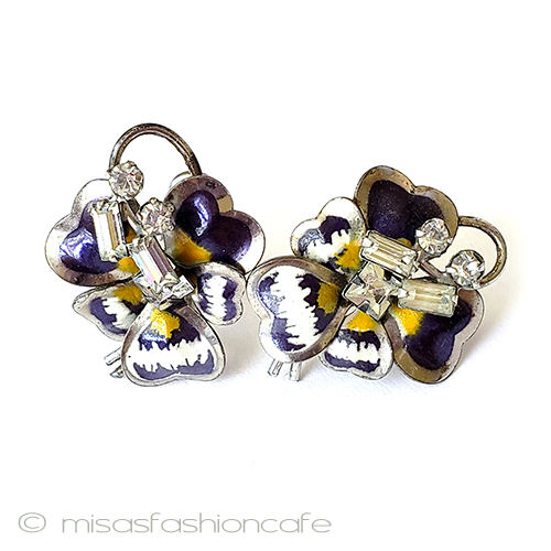 （画像用） ヴィンテージイヤリング CarlArt銀製 すみれの花　