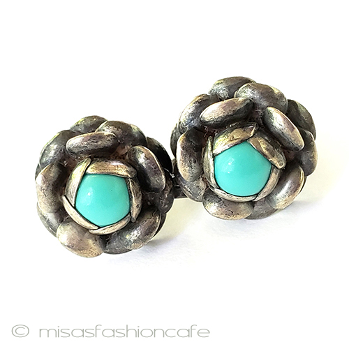 （画像用） アンティークジュエリー 銀製　お花イヤリング