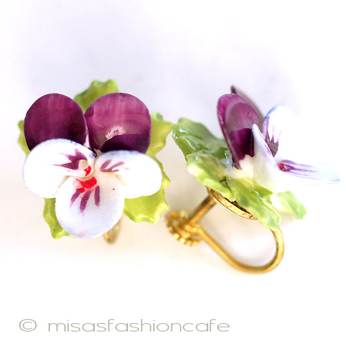 （画像用） パンジー・すみれの花 英国製　ポーセリン