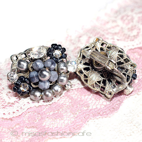 （画像用） Original by Robert グレーパール花イヤリング