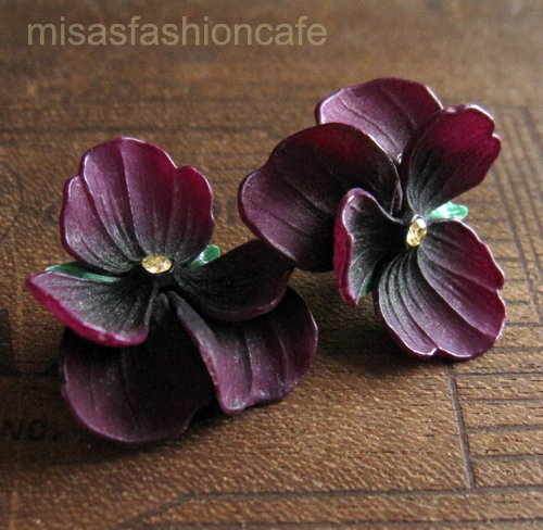 （画像用） ドイツ製 イヤリング パンジー・スミレ