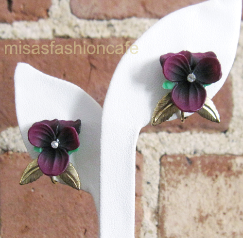 （画像用） フラワー イヤリング パンジー・スミレ