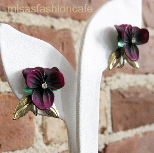 （画像用） フラワー イヤリング パンジー・スミレ