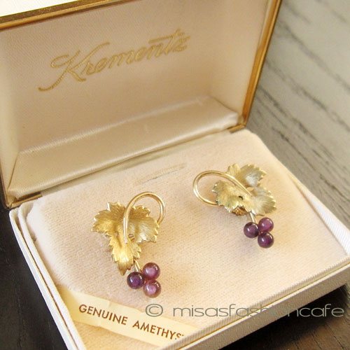 （画像用） 14Kgf 天然アメジスト グレープ葡萄イヤリング