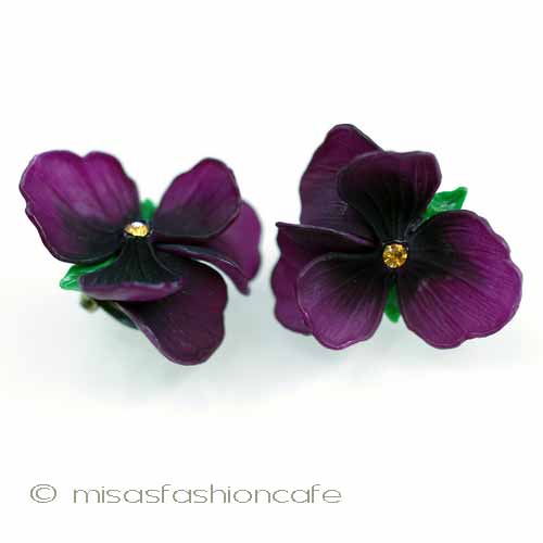 （画像用） パンジー・スミレ イヤリング