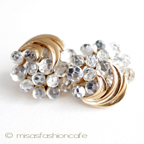 （画像用） ヴィンテージイヤリング トリファリ　クリスタル