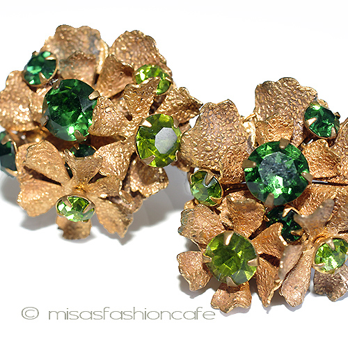 （画像用） Ｄｅ　Ｍａｒｉｏ　ＮＹ　 グリーン花イヤリング