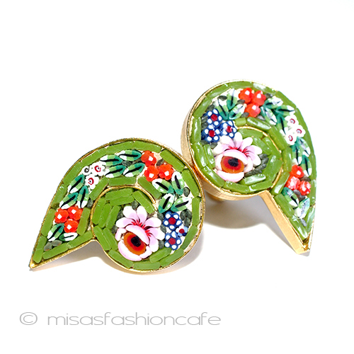 （画像用） 希少モザイク花イヤリング