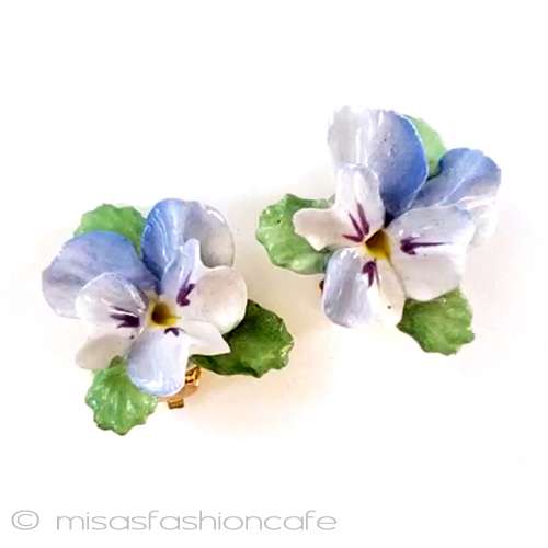 パンジー・すみれの花 英国製　イヤリング - ウインドウを閉じる