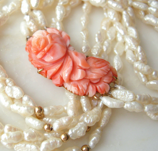 （画像用） 豪華 珊瑚・真珠・14金 　ネックレス