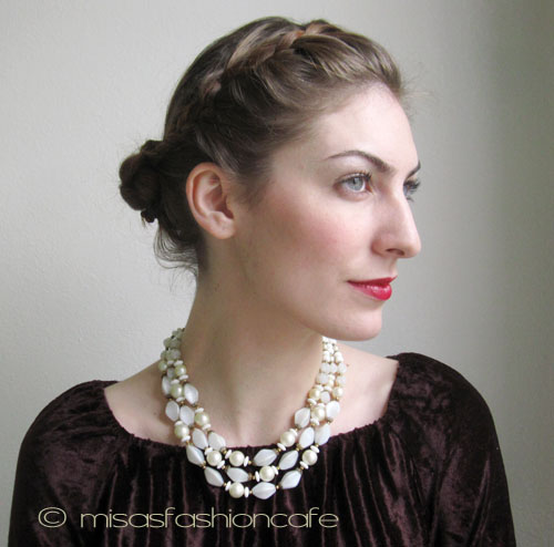 （画像用） Trifari　トリファリ パールガラス3連ネックレス