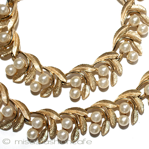 （画像用） Trifari　 トリファリ パール金葉ネックレス