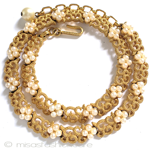 （画像用） Trifari　 トリファリ パール小花　ネックレス