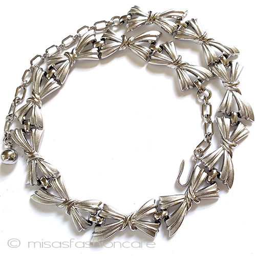 （画像用） Trifari　 トリファリ 銀リボン　ネックレス